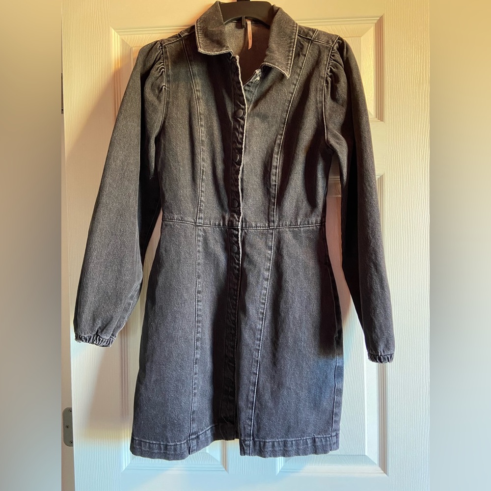 Free people Mia Denim Mini Dress in Black
